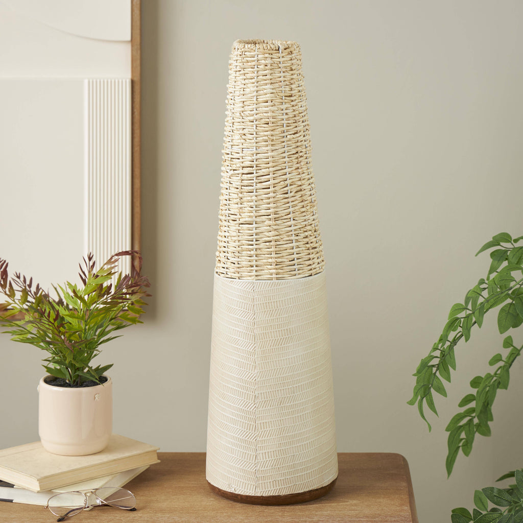 Bohemian Light Brown Rattan Vase