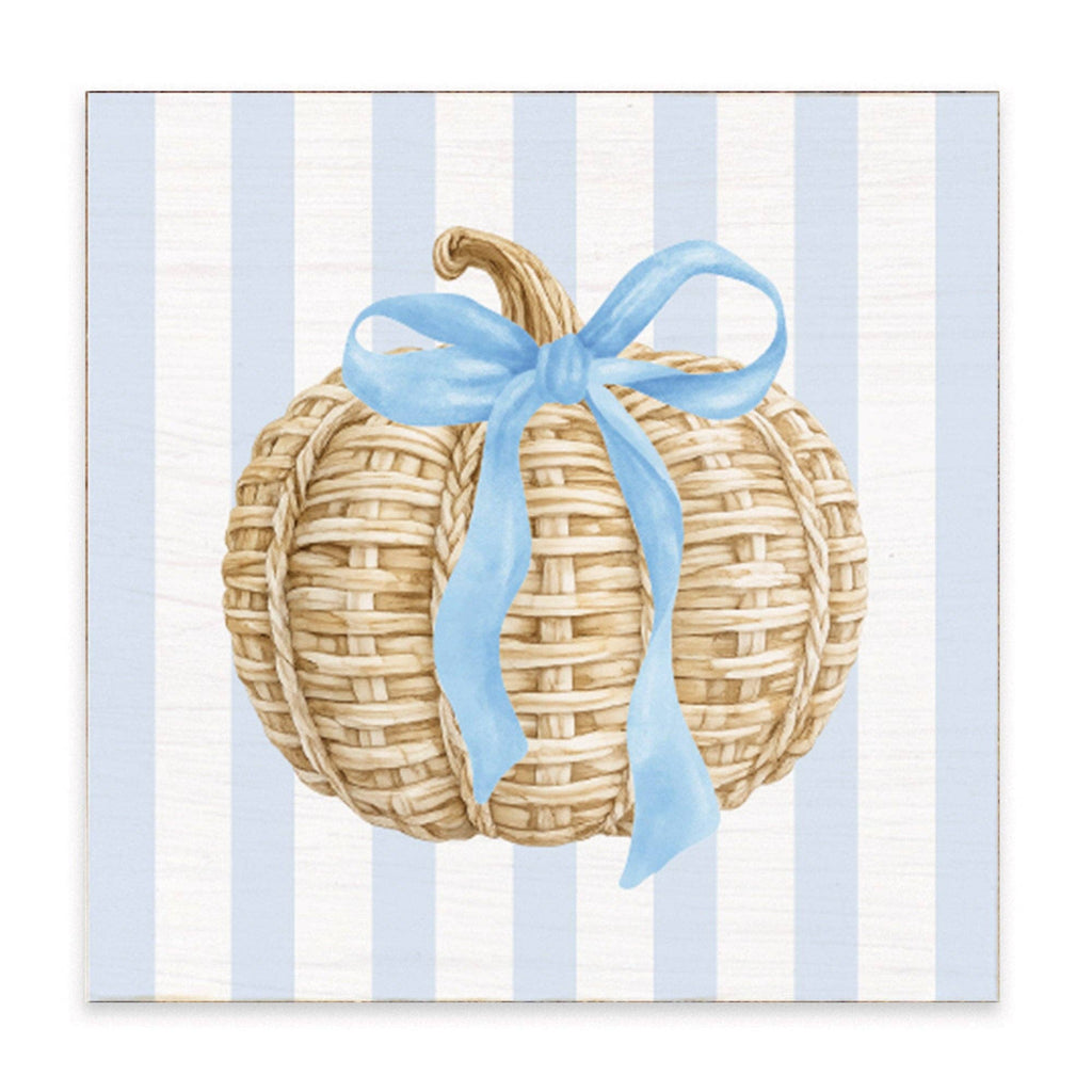 Wicker Pumpkin Block Sign