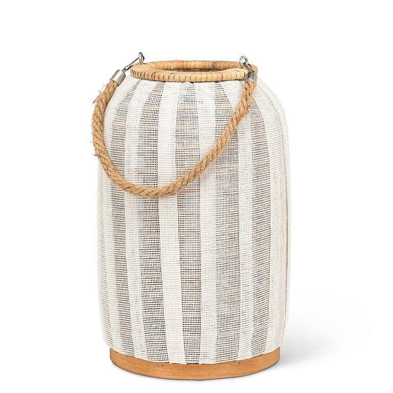 Tall Lantern with Jute Handle-Ivory