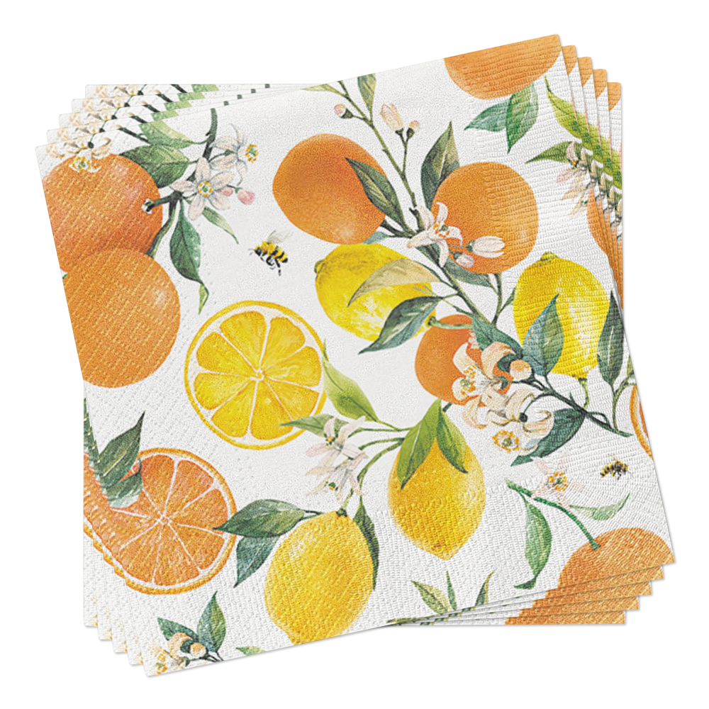 Citrus with Bees Lunch & Cocktail Napkins - Summer Napkins