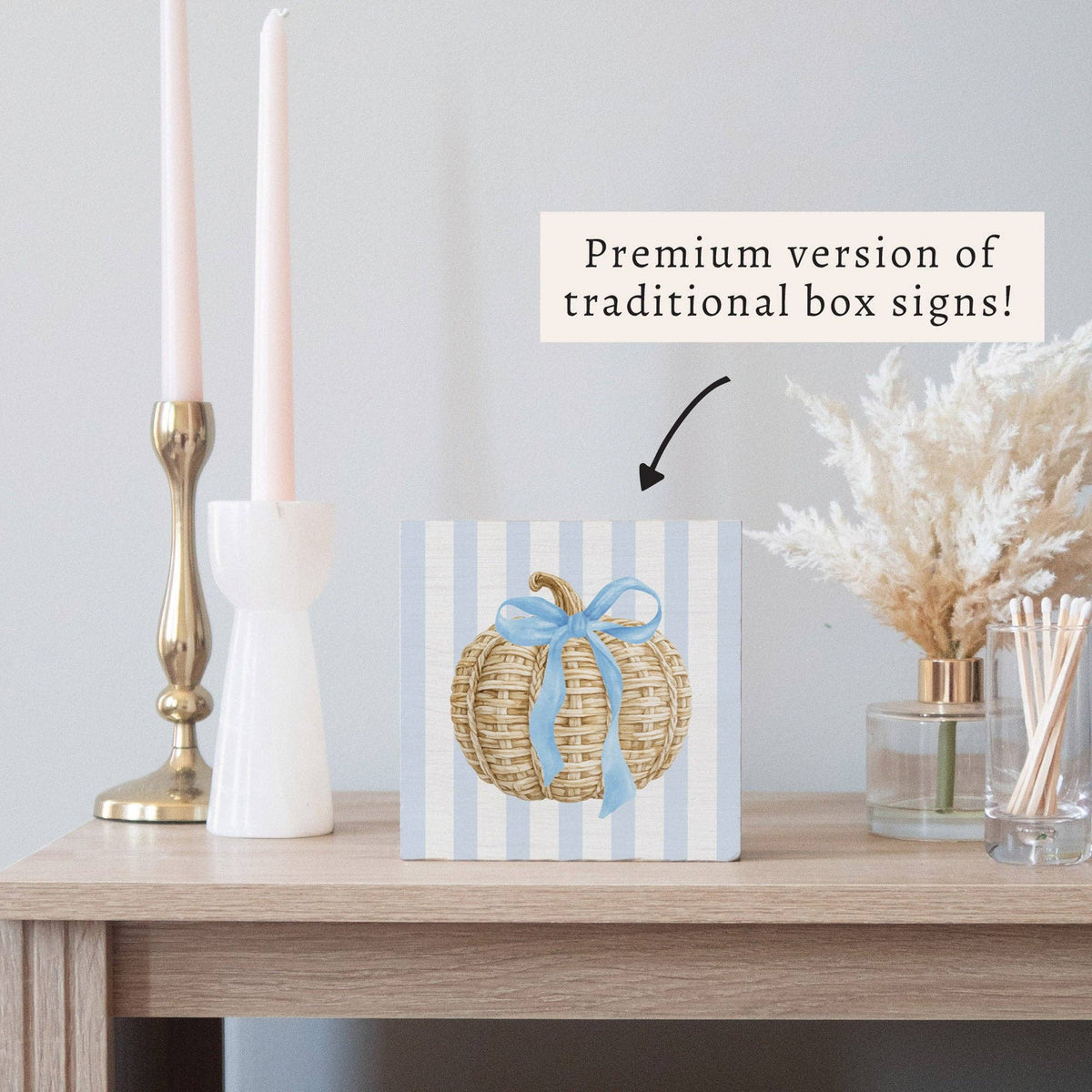 Wicker Pumpkin Block Sign