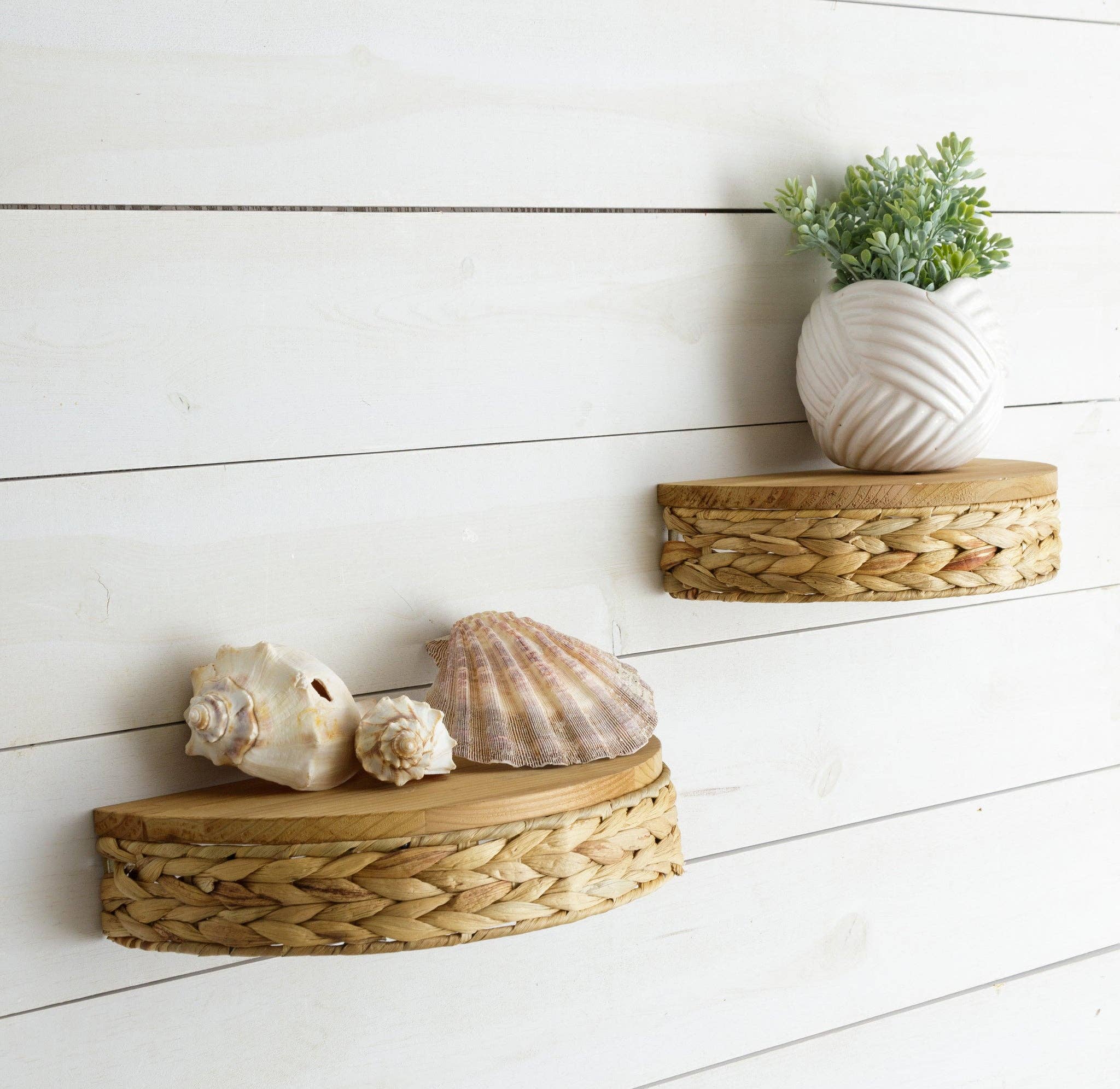 Shelves - Half Round Water Hyacinth (Set Of 02)