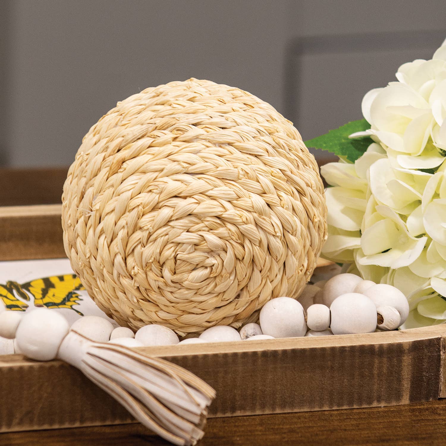 Natural Woven Seagrass Decorative Ball - 4"