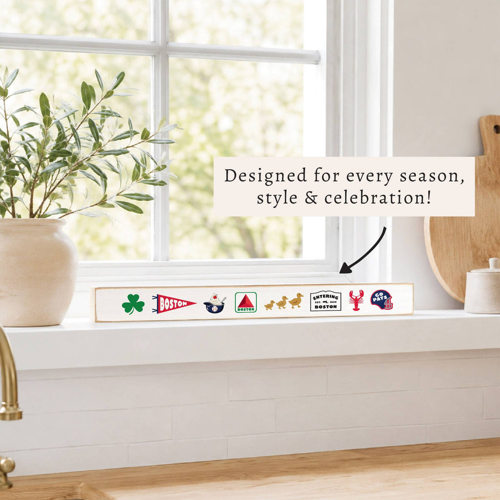 Boston Sports Icons Skinny Sign | Boston Decor | Shelf Decor