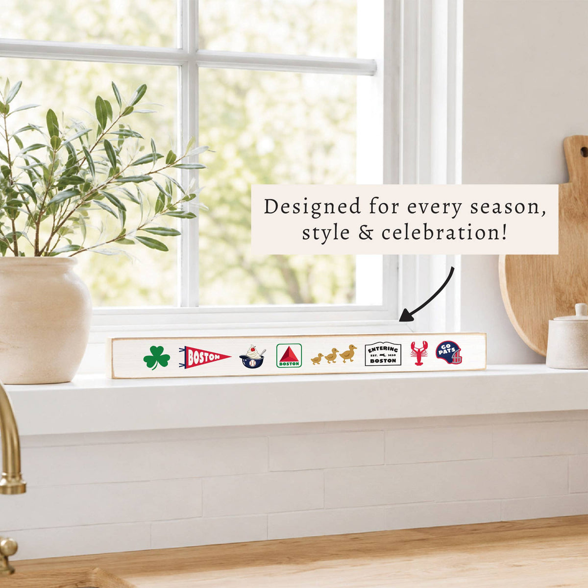 Boston Sports Icons Skinny Sign | Boston Decor | Shelf Decor
