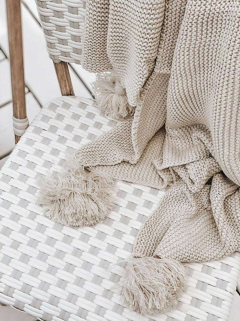 Knit Throw Blanket - Knit Throw Blanket With Tassels | Cozy
