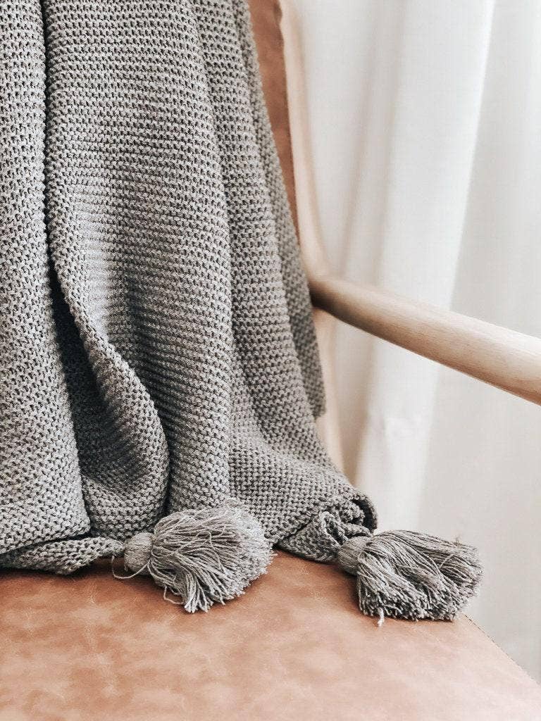 Knit Throw Blanket - Knit Throw Blanket With Tassels | Cozy