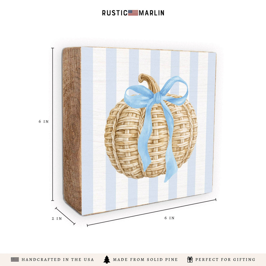 Wicker Pumpkin Block Sign